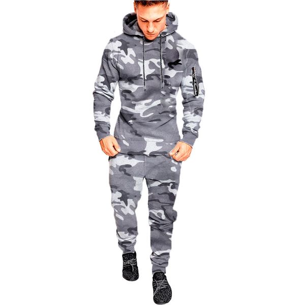 

fashion mens casual 2pcs suit men designer slim tracksuit casual homme sports clothing, Gray