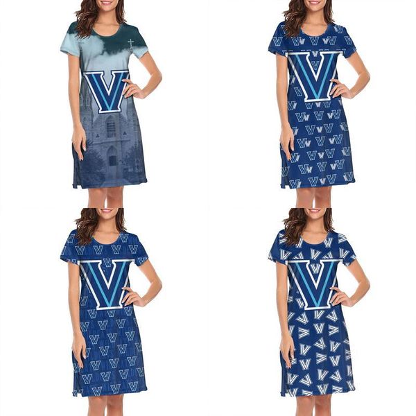 

womens design printing villanova wildcats basketball blue white nighty gown shirt dress crazy band slim fit loungewear cute family for, Black;gray