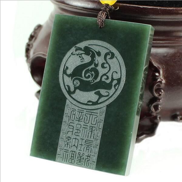 

lockets drop xinjiang hetian jade dragon pendant necklace peace safety lucky amulet with chain for men women gift, Silver