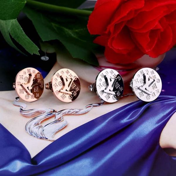 

titanium steel jewelry wholesale disc letter printing earrings fashion beautiful female models simple earrings jewelry, Golden