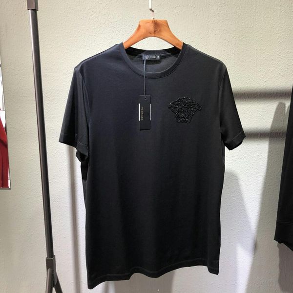 

2019 черный хлопок женские и мужские футболки с блестками вышивка дизайнер футболк