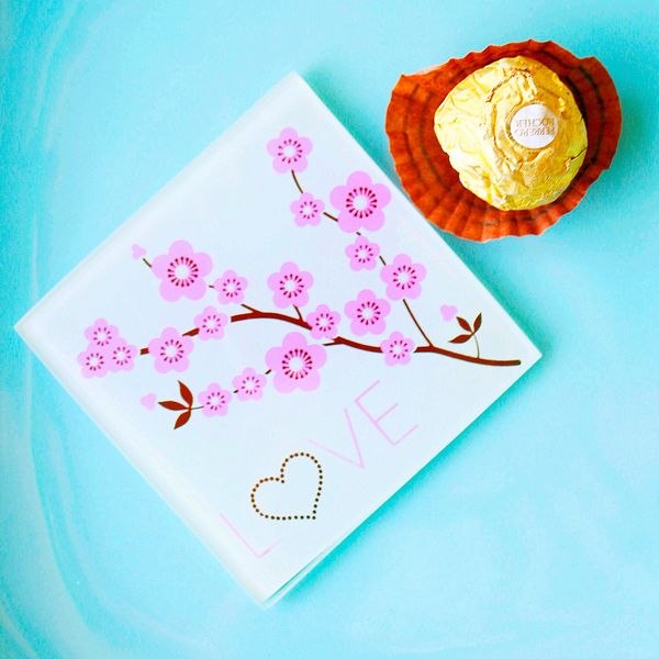 

2pcs frosted cherry blossom glass coasters drinks bottle placemat cup mat