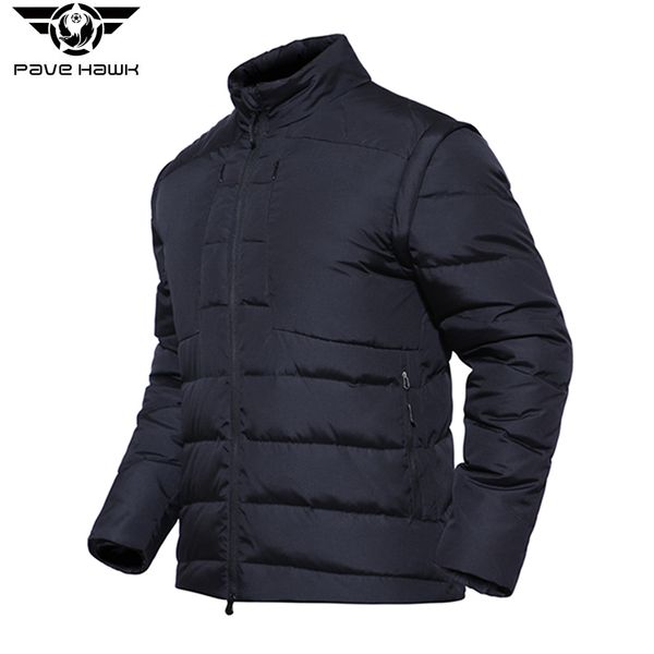 

men winter warm down coats multi-purpose zipper pockets waterproof adjustable sleeve cold-proof jackets sports outerwear, Black