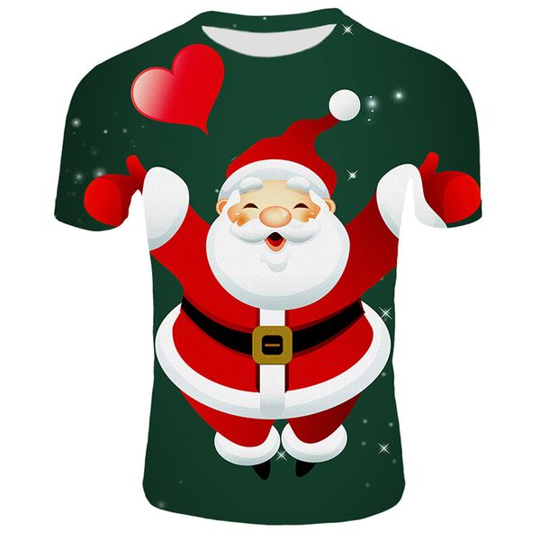 

2019 fashion christmas men 3d printed santa claus summer tshirt short sleeve round neck male casual streetwear xmas t-shirt men q1095, White;black