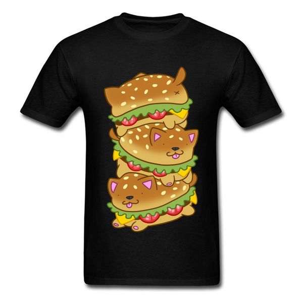 

смешные тройной cheeseburdog tshirt мужчины хип-хоп тис burger футболка summer cute tshirt хлопок черный топы с коротким рукавом, White;black