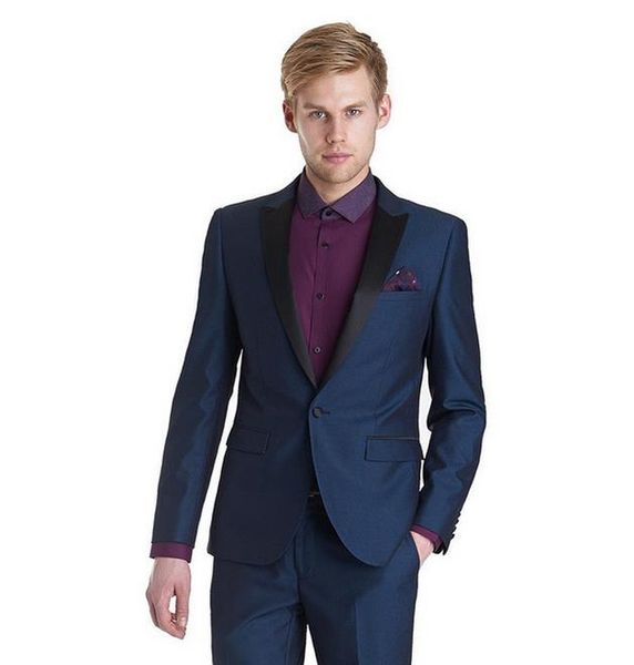 

navy blue groom tuxedos slim fit 2 pieces( jacket+pant+tie) custom made men wedding party suits shawl lapel, White;black