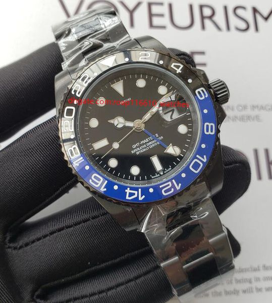 

new black blue mens watch automatic 2813s mechanical watches gmt stainless steel ceramic sapphire glass 40mm men watches wrist watch, Slivery;brown