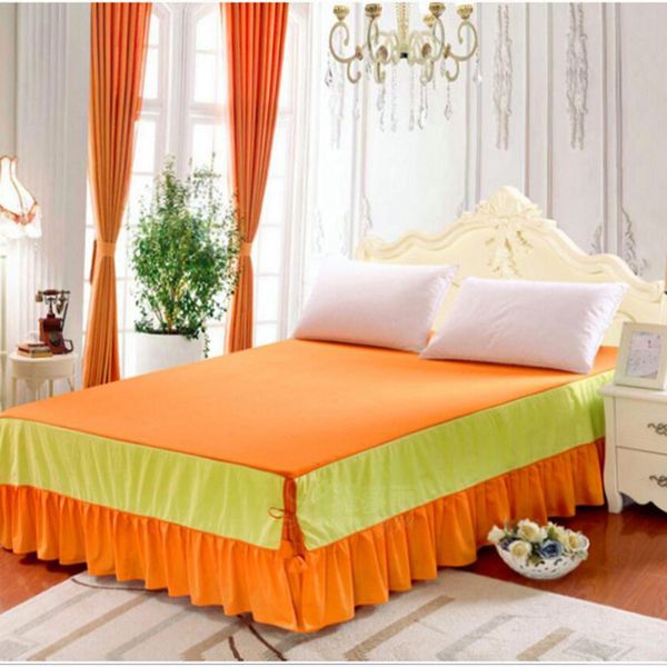 

100% cotton stitching bedskirt bed coverlet 1/3pcs quality bedspread set simple style bedskirt with mattress cover ing