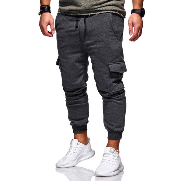 

vogue pants men jogger sportswear casual elastic cotton mens fitness workout pants skinny sweatpants trousers jogger, Black