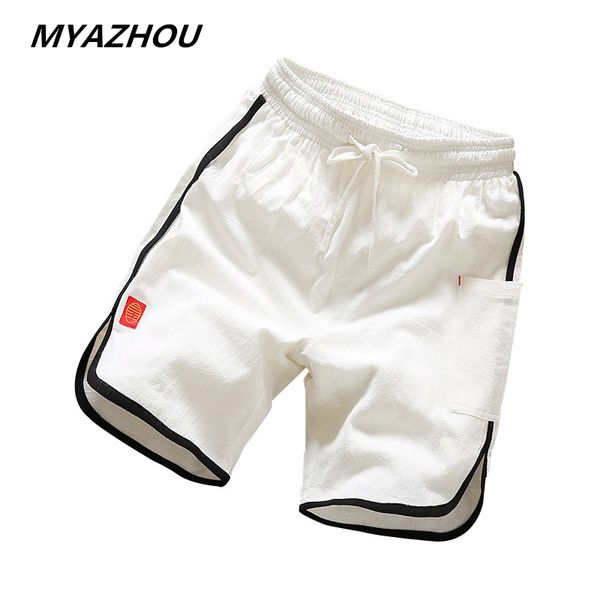

cotton shorts 2019 summer beach short solid color casual shorts elastic waist fashion large size s-5xl, White;black