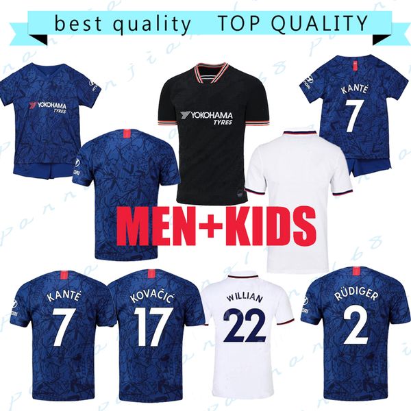 

19 20 kante soccer jersey 2019 2020 hudson-odoi lampard football shirt kovacic kante kids kit uniform pedro long jersey womens & mens s-3xl, Black;yellow