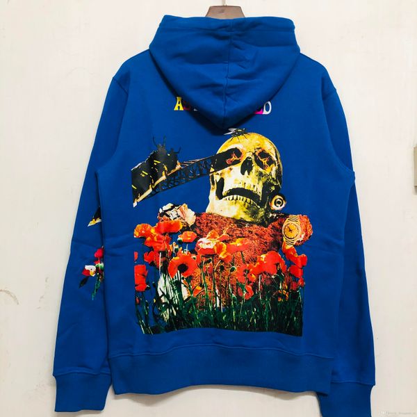 

20ss blue hoodie women men hip hop street wear thick washed do old, Black