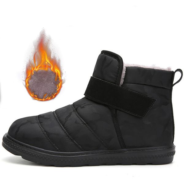 

camouflage snow boots men platform waterproof winter warm shoes for male fashion men ankle boots rubber wear-resistant antiskid, Black