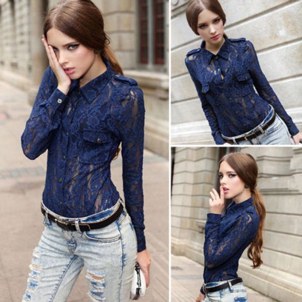 

new2018 women are selling limited edition casual lace beach blouse, White