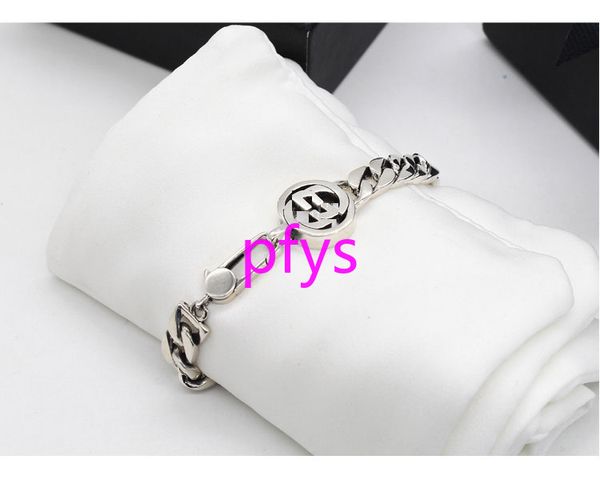 

925 sterling silver letter couple bracelet men's and women's handband letter pendant retro tide brand simple cold wind quality jew, Golden;silver