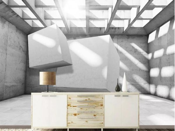 Tapete für Wände 3 d für Wohnzimmer Moderner minimalistischer ausgedehnter Raum geometrische dreidimensionale Hintergrundwand
