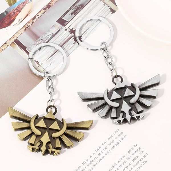 

the legend of zelda wings pendant keychain game series men key ring keychains for men women, Silver