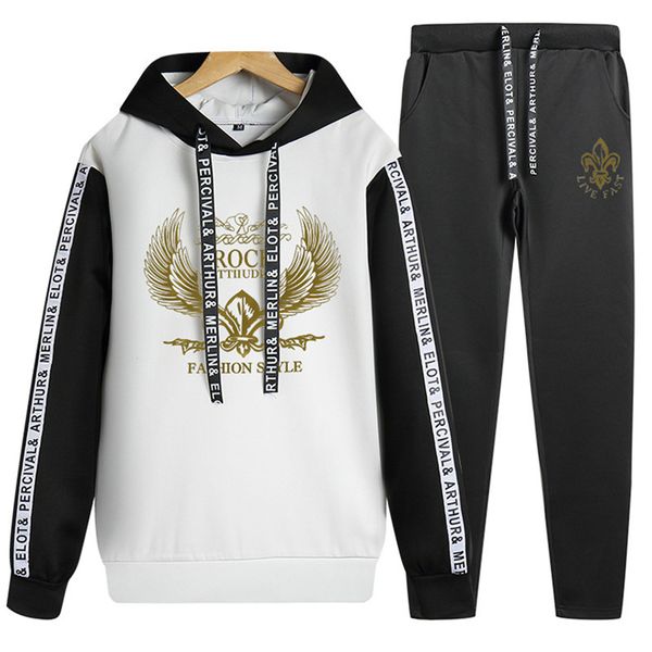 

2020 new men's sets fashion sportswear tracksuits men's clothes gyms hoodies+pants sets casual outwear sport suits men hoodie, Black;blue