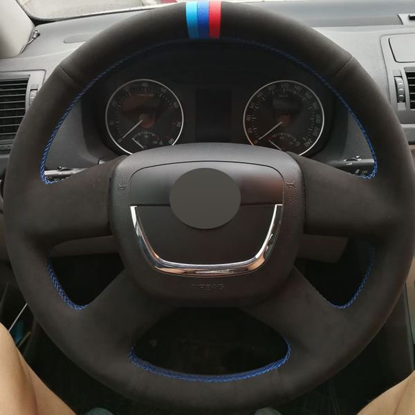 

black suede car steering wheel cover for skoda octavia superb 2012 fabia skoda octavia a 5 a5 2012 2013