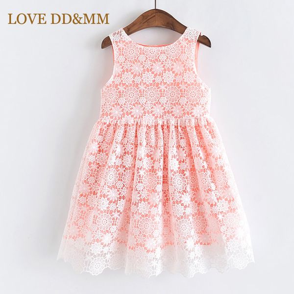 

love dd&mm girls dresses 2020 autumn new children's wear girls fashion sweet openwork lace flower sleeveless vest dress, Red;yellow