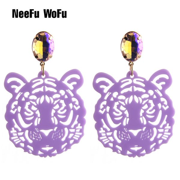 

neefu wofu drop tiger head earrings resin big earring large long brinco ear accessories oorbellen christmas gift, Silver