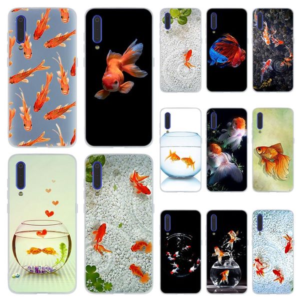 

fashion soft tpu phone case cover for coque xiaomi redmi 4x 4a 6a 7a y3 k20 5 plus note 8 7 6 5 pro cute lovely goldfish