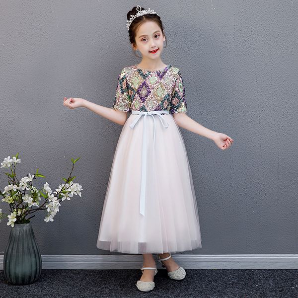 

white splice princess chinese new year dress for girls piano vestido children oriental evening dresses long wedding gowns kids, Red