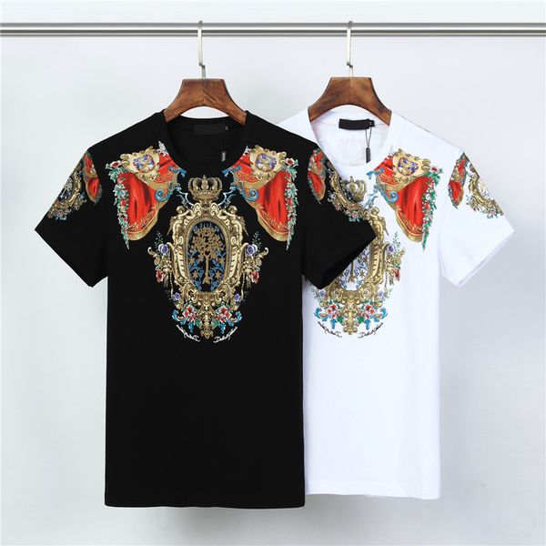 

2020ss высокое качество мужская футболка мода роскошная мужская одежда круглый вырез женская футболка с коротким рукавом топ печати футболка, Black;brown