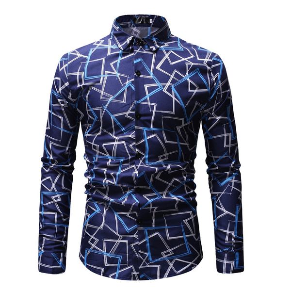 

2019 new arrival men shirts slim fit long sleeve man shirt spring male camisa printed homme dress shirts mans's outwears dec8, White;black