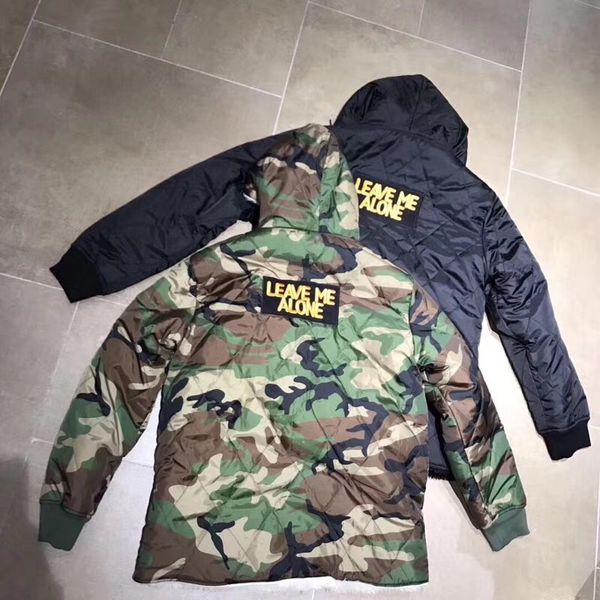 

sureme 2020 new leave me alone overcoat winter jacket men women reversible camouflage padded hooded jackets coats parka men, Black;brown