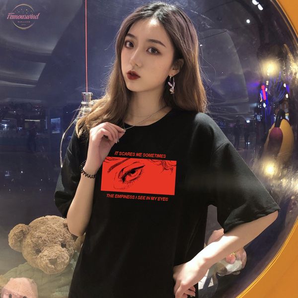 

the empiness i see polyester in my eyes letter print chic harajuku streetwear hip hop personality bf loose t shirt summer, White