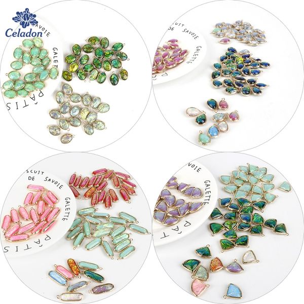 

wholesale fashion bright copper edging charm pendant for earring necklace diy jewelry findings making 6 pcs/lot