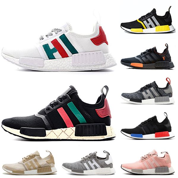 

luxury nmd r1 women mens running shoes og classic thunder japan black cream beige tri-grey military green breathable trainers sneakers run