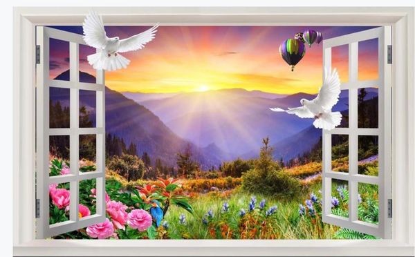 

обои для стен 3 d для окна гостиной пион красоты баллонной 3d ландшафт фоне стены