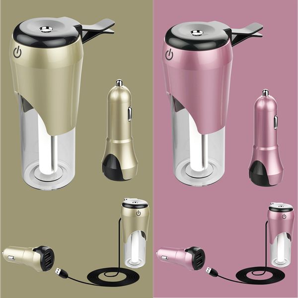 

car humidifier 2 usb essential oil diffuser auto air refresher diffuser and cigarette lighter dual usb phone charger