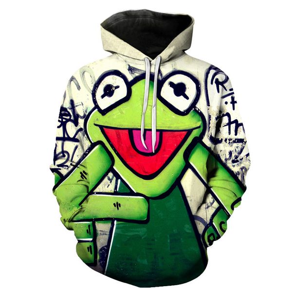 

2019 new hoodies frog 3d sweatshirts men women hooded loose tracksuits autumn winter coat streetwear funny jackets hoodie, Black