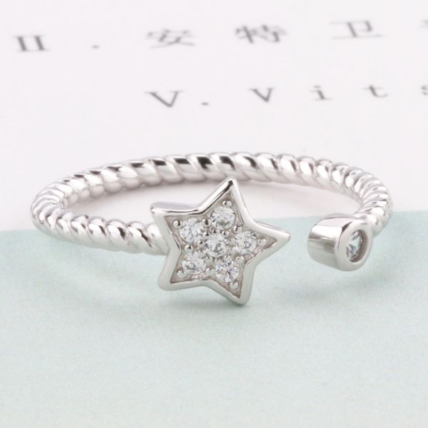 

fashion jewelry silver color shine angel star cubic zirconia open rings for women and round zircon ring, Golden;silver