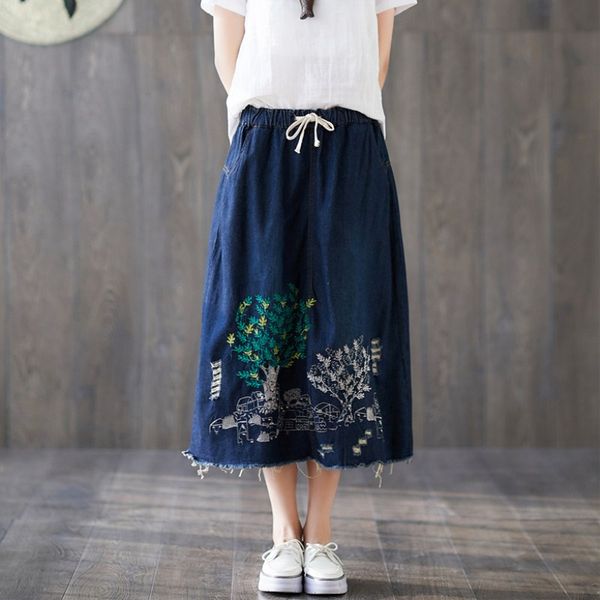 

4xl 3xl plus size 2019 spring summer fashion women skirt vintage retro high waist pleated midi skirt denim saia femininas, Black