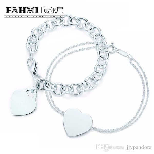 

fahmi charm for gifts 925 sterling silver heart shaped women's elegant tif bracelet lock tif bracelet silverware matching world, Golden;silver