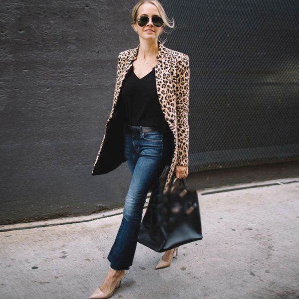 

hirigin ol leopard printed long jacket women warm workwear winter stylish wide-waisted cardigans full sleeve coat s-2xl, Black;brown