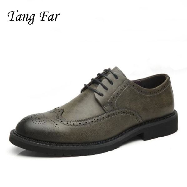 

2019 new big size men oxfords brogues shoes split leather mens casual oxford waterproof man dress shoes handmade high quality, Black