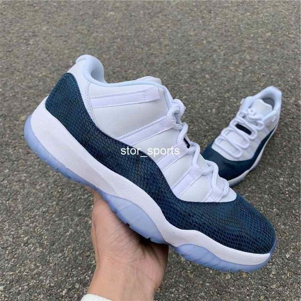 

2019 11 low navy blue snakeskin mens basketball shoes white black-navy cd6846-102 designer sneakers us7-13