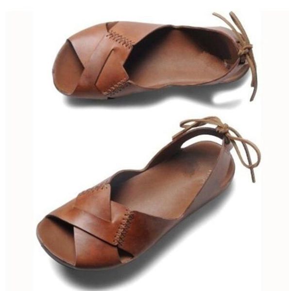 

size 34-46 new 2020 genuine leather sandals women shoes rhinestone female summer flat sandals ladies casual shoes#g6, Black