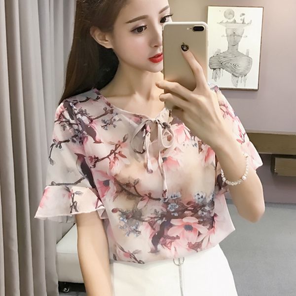 

womens and blouses chiffon blouse blusas butterfly print femininas elegante shirts women korean fashion clothing, White