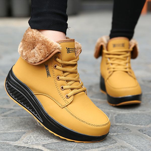 

women boots winter female shoes platform snow boots fashion women casual shoes lace up flat ankle for, Black