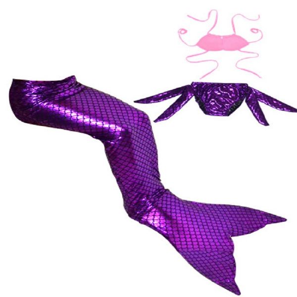 

3pcs/set little mermaid tails for swimming costume mermaid tail cosplay girls swimsuit kids children swimmable suit no monofin, White