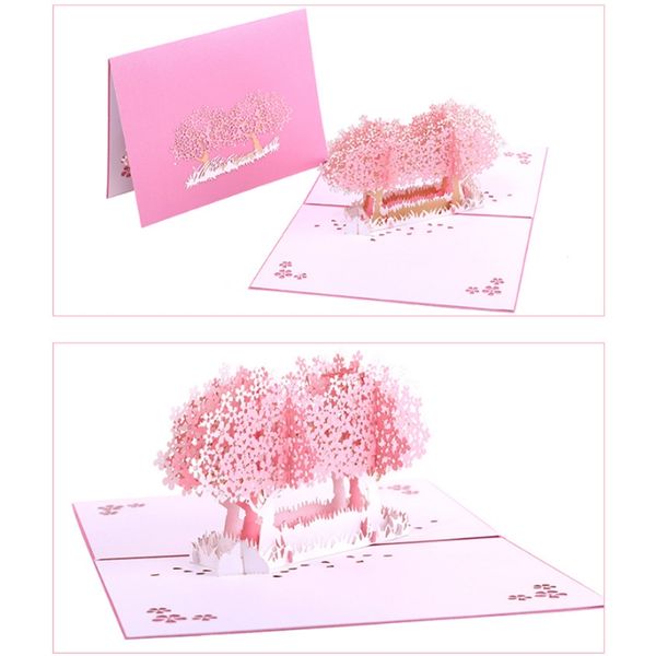 

cherry blossom greeting card handmade birthday wedding invitation 3d up card d08d