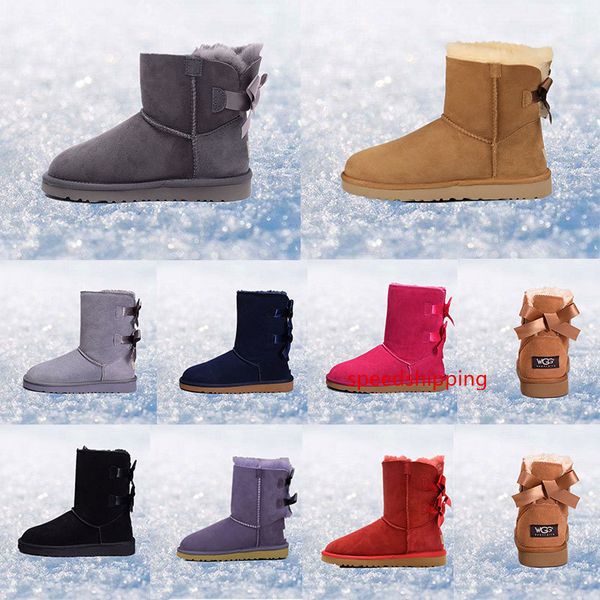 

2020 women boots australia classic snow boots wgg tall real leather bailey bowknot girl winter desinger keep warm size 36-41