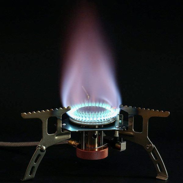 

mini portable folding titanium camping outdoor cooking burner gas stove 3000w