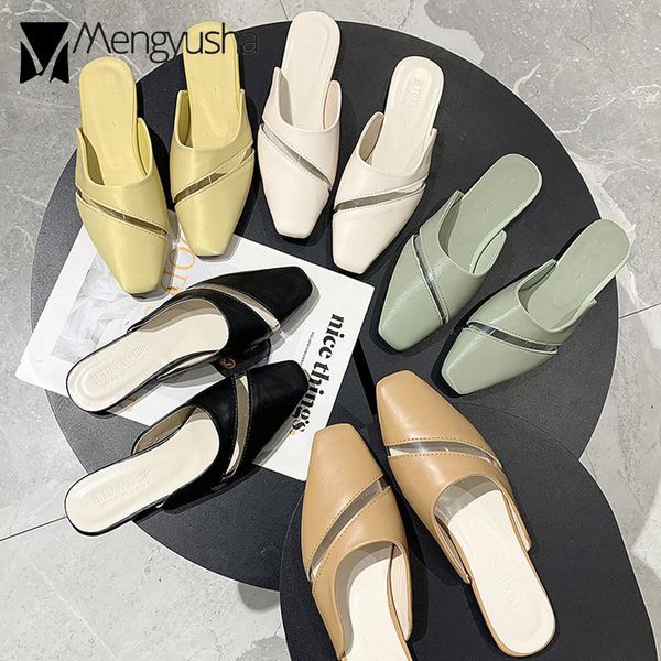

women solid patchwork shoes transparent slippers summer 2020 clear flip flops woman mules cover toe slides square toe sandals, Black
